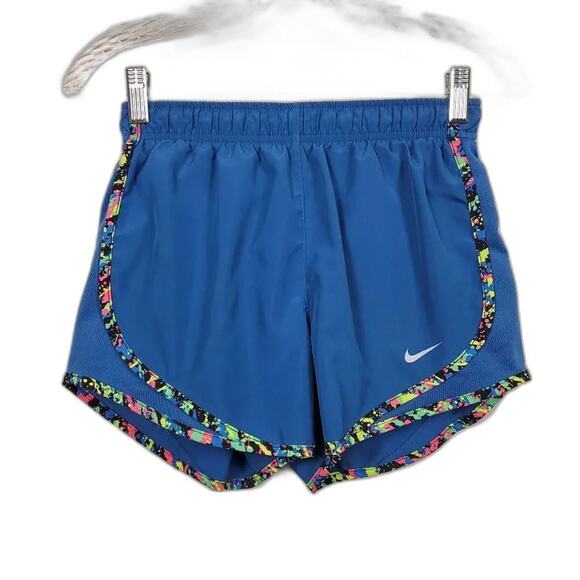 Nike Dry Fit Running Shorts Blue Neon Trim Women Size XS Athletic - Picture 1 of 16